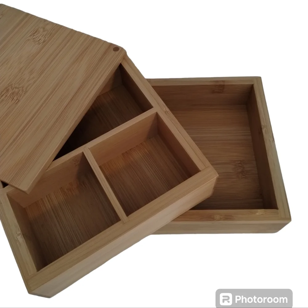 Bamboo Organizer Swivel Box Countertop 4x6x6 in